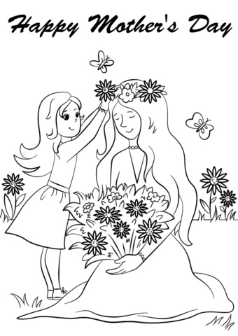 Online coloring book: Coloring book all flowers for you mom